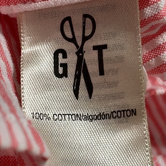 GoodThreads‎ Dress shirt Men's XXL Pink White Pin Striped Short Sleeve cotton - Picture 5 of 6